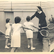 Sister Anne O'Brien with pupils, St Catherine's Brooklyn