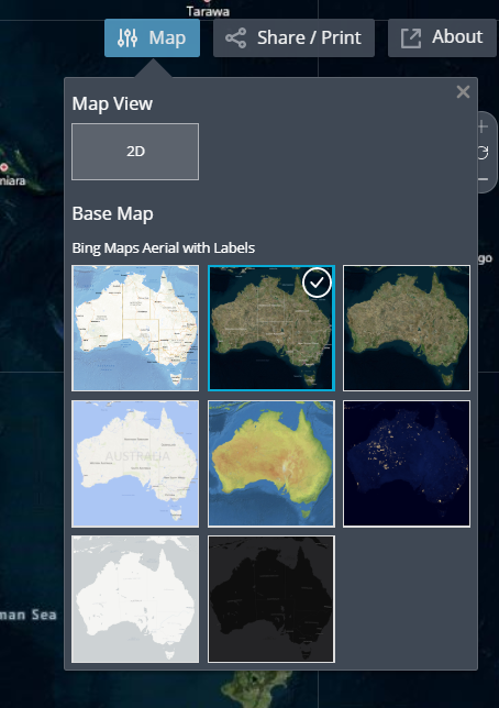 Image showing base map options