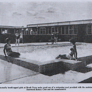 Intellectually handicapped girls at Brush Farm make good use of a swimming pool provided with the assistance of Eastwood Rotary Club and the manufacturer [original caption]
