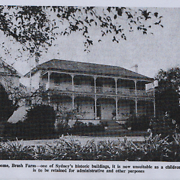 The "old" home, Brush Farm - one of Sydney's historic buildings, it is now unsuitable as a children's home but is to be retained for administrative and other purposes [original caption]