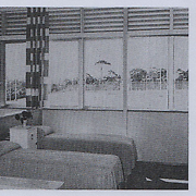A dormitory at Ormond School, Thornleigh, with outlook on the School's swimming pool and tennis courts