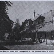 Modernised within, the exterior of the Training School for Girls, Parramatta, retains its old-world charm [original caption]