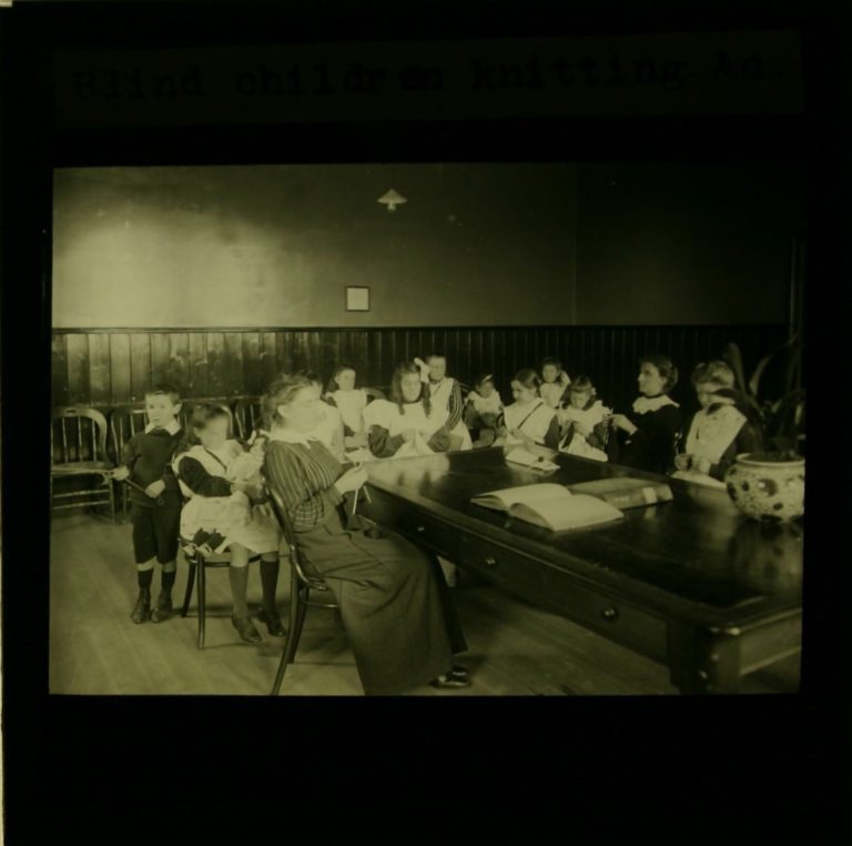 Victorian Ragged Children Blind Children Knitting, Royal Victorian Institute for the Blind ...