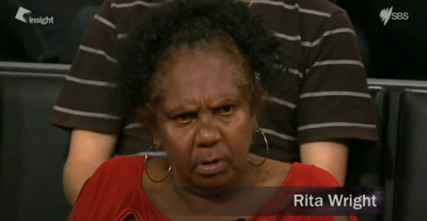 A still from a video showing Rita Wright telling of her experiences